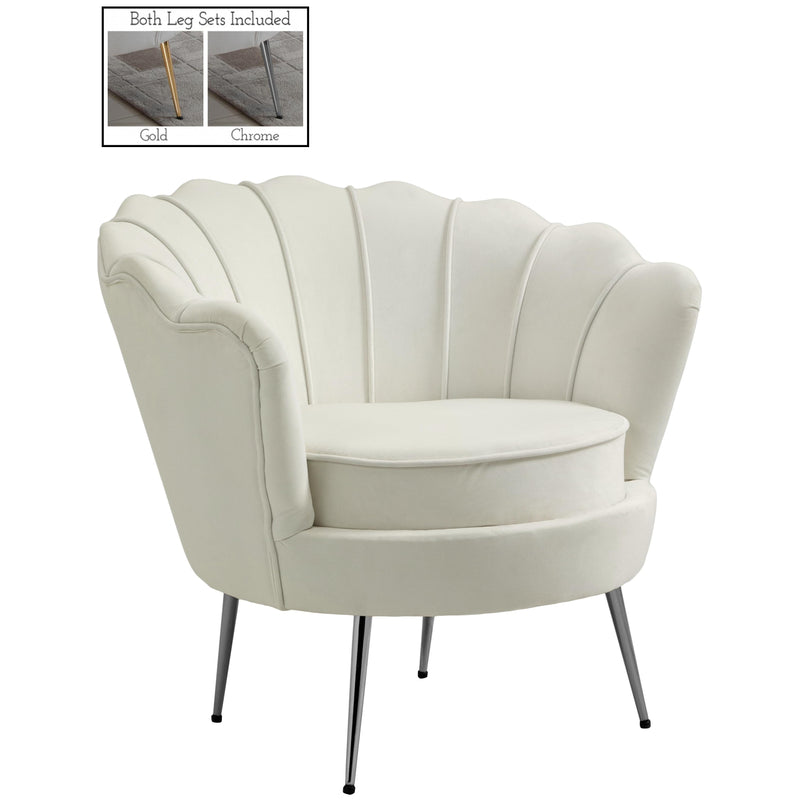 Meridian Gardenia Cream Velvet Chair IMAGE 2