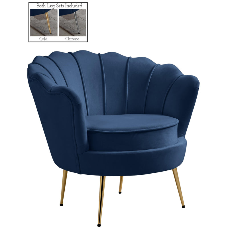 Meridian Gardenia Navy Velvet Chair IMAGE 1