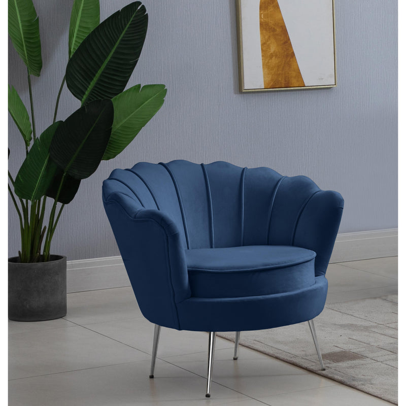 Meridian Gardenia Navy Velvet Chair IMAGE 4