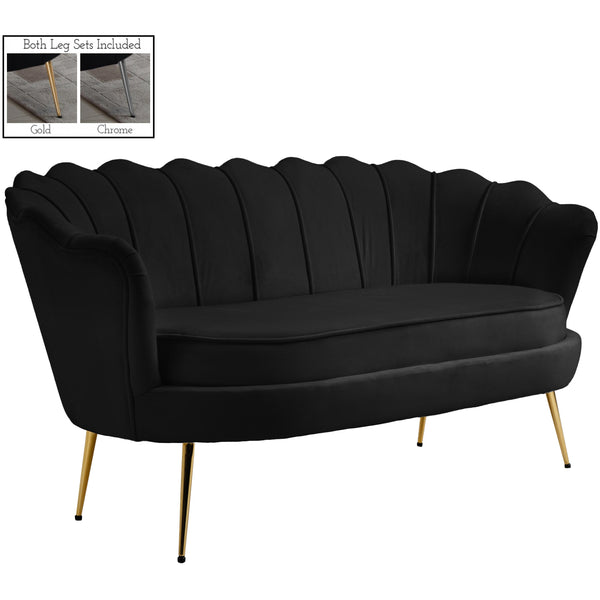 Meridian Gardenia Black Velvet Loveseat IMAGE 1