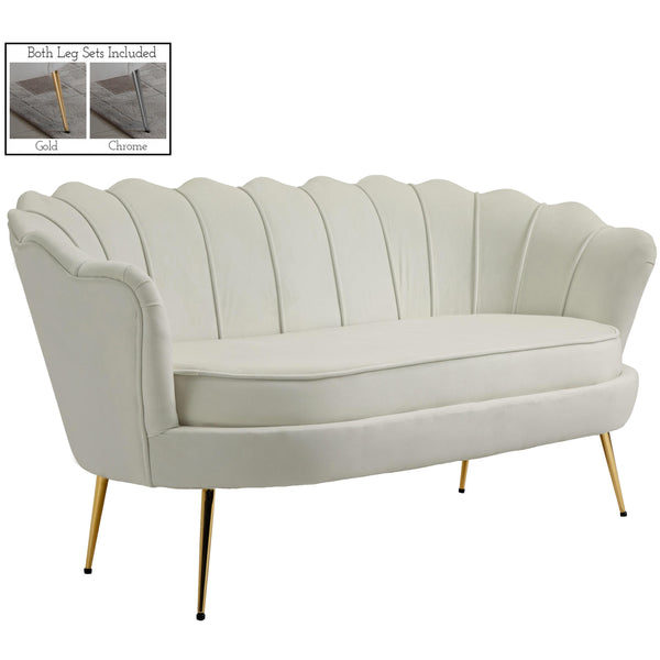 Meridian Gardenia Cream Velvet Loveseat IMAGE 1