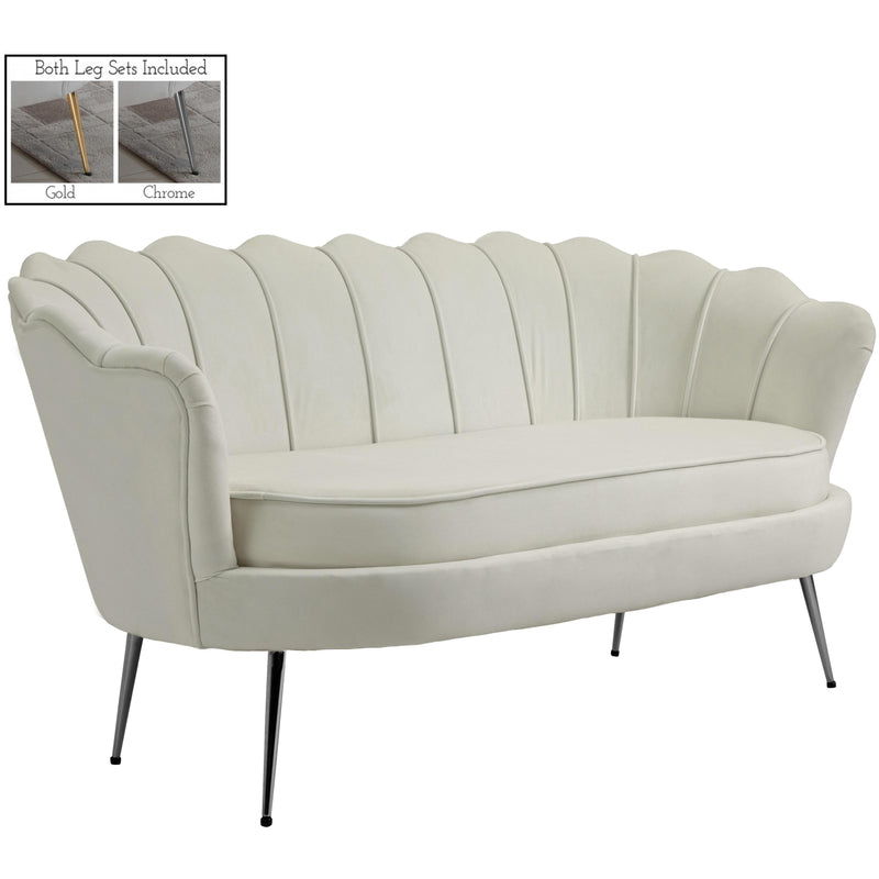 Meridian Gardenia Cream Velvet Loveseat IMAGE 2