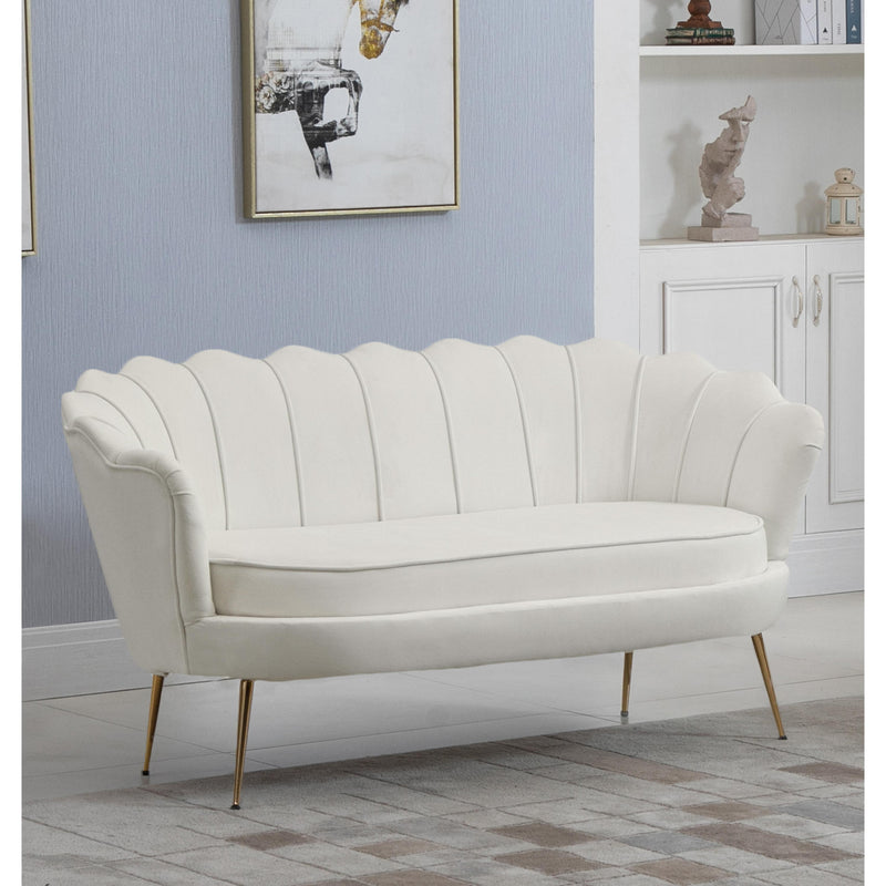 Meridian Gardenia Cream Velvet Loveseat IMAGE 3