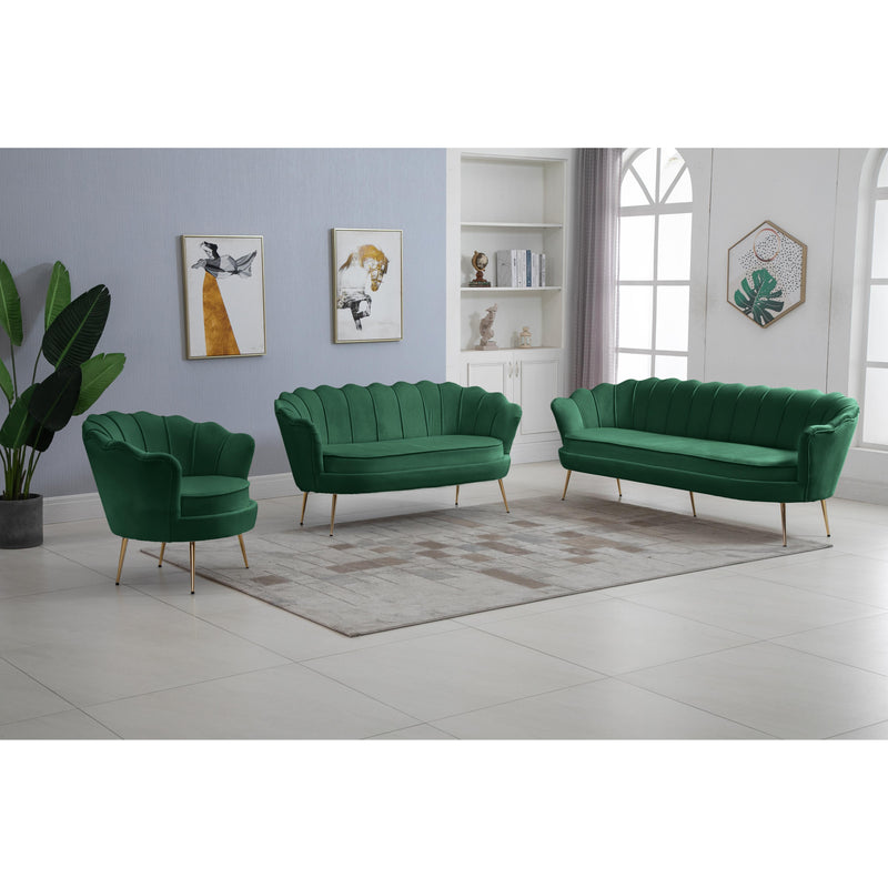 Meridian Gardenia Green Velvet Loveseat IMAGE 16