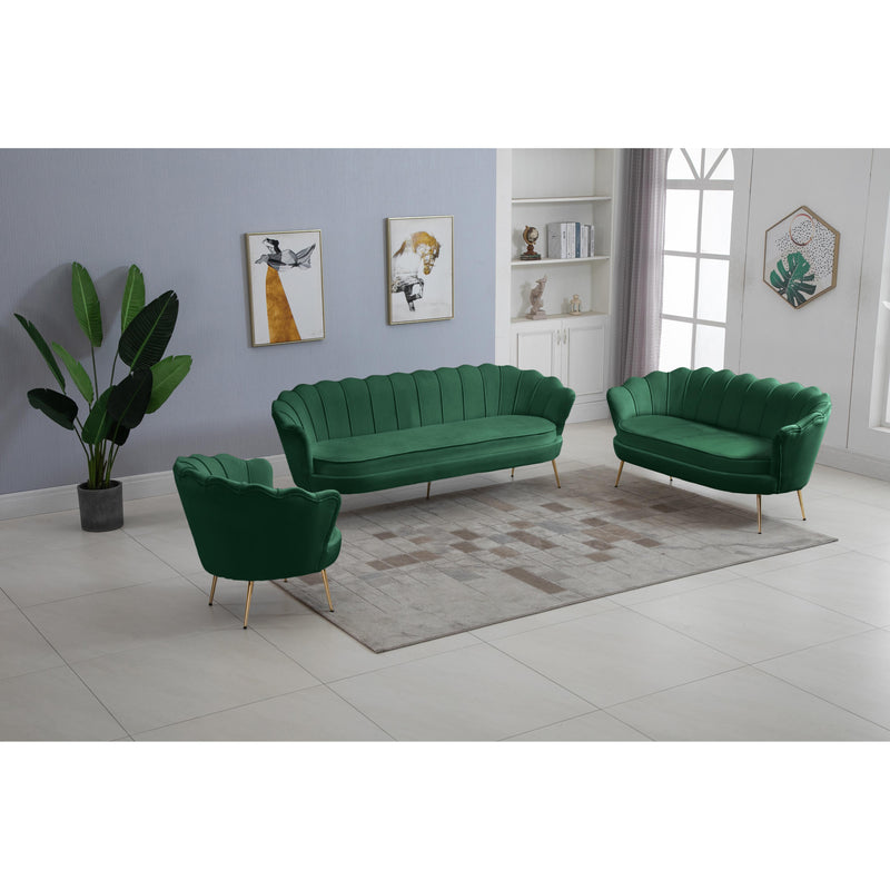 Meridian Gardenia Green Velvet Loveseat IMAGE 18