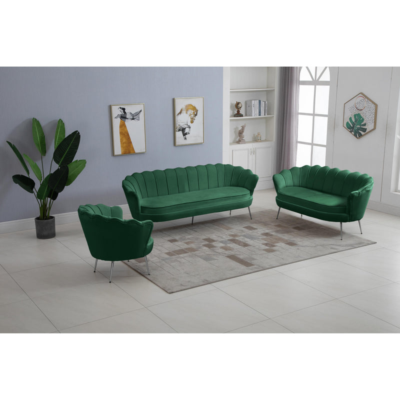 Meridian Gardenia Green Velvet Loveseat IMAGE 19