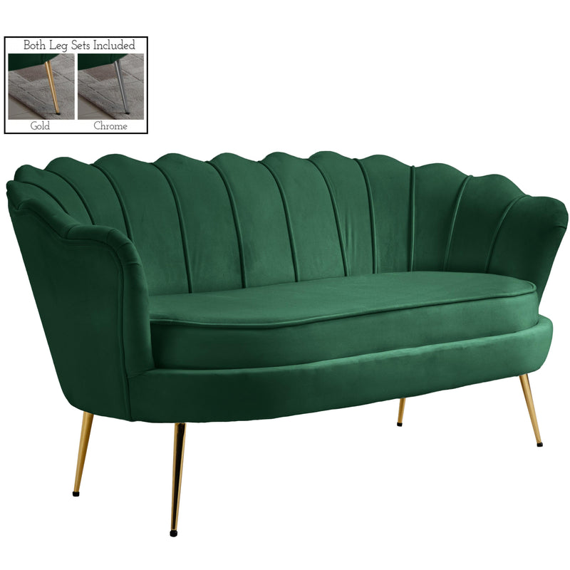 Meridian Gardenia Green Velvet Loveseat IMAGE 1