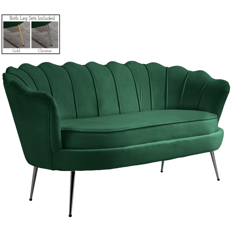 Meridian Gardenia Green Velvet Loveseat IMAGE 2