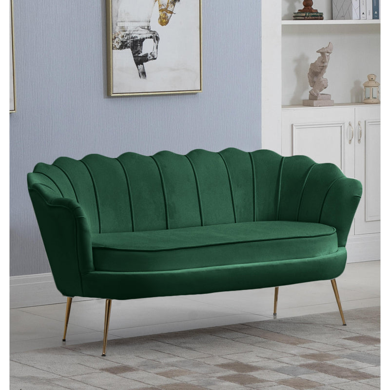 Meridian Gardenia Green Velvet Loveseat IMAGE 3