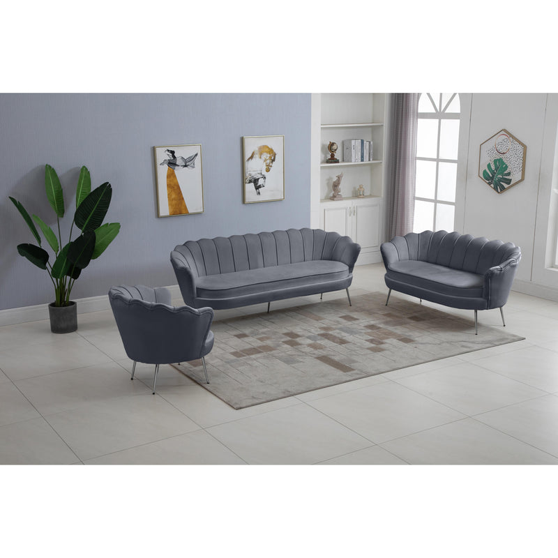 Meridian Gardenia Grey Velvet Loveseat IMAGE 19