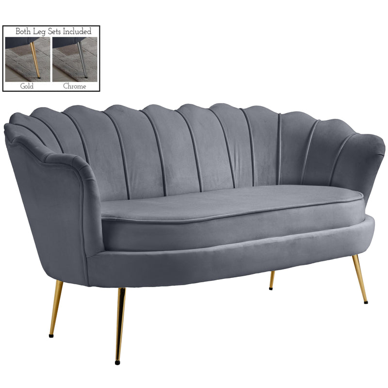 Meridian Gardenia Grey Velvet Loveseat IMAGE 1