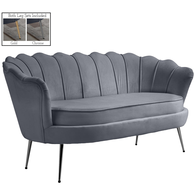 Meridian Gardenia Grey Velvet Loveseat IMAGE 2