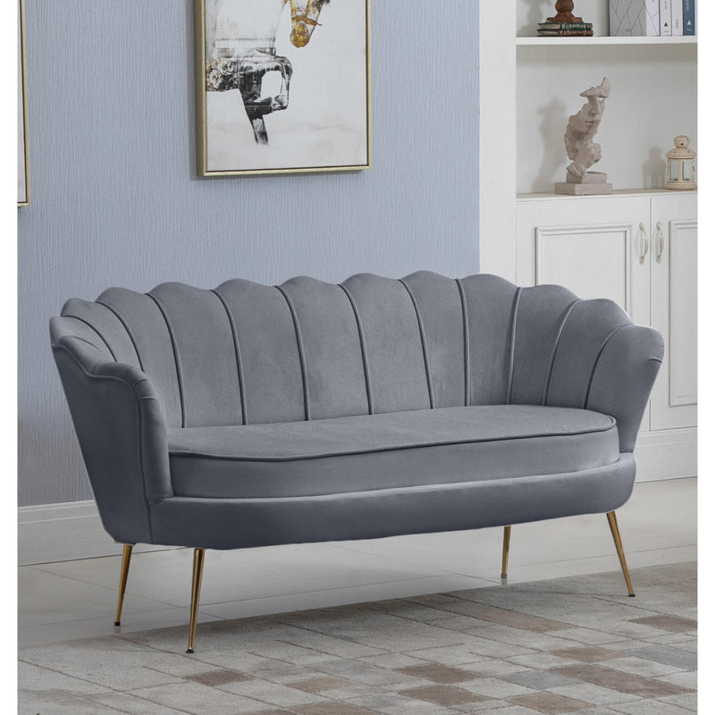 Meridian Gardenia Grey Velvet Loveseat IMAGE 3