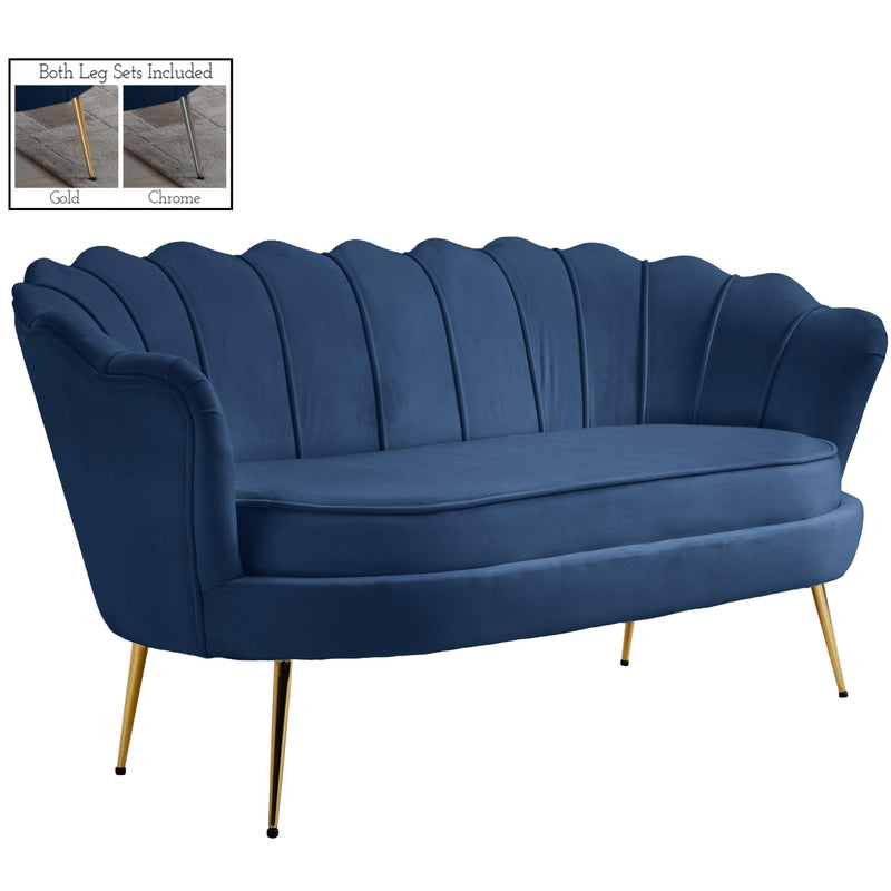 Meridian Gardenia Navy Velvet Loveseat IMAGE 1