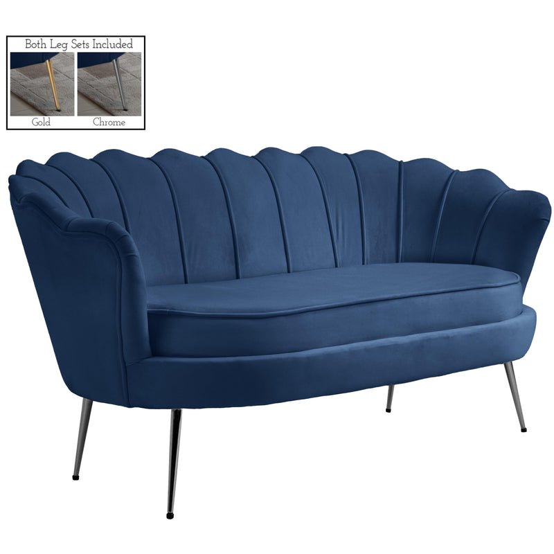 Meridian Gardenia Navy Velvet Loveseat IMAGE 2