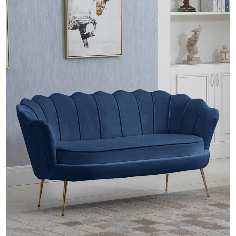 Meridian Gardenia Navy Velvet Loveseat IMAGE 3