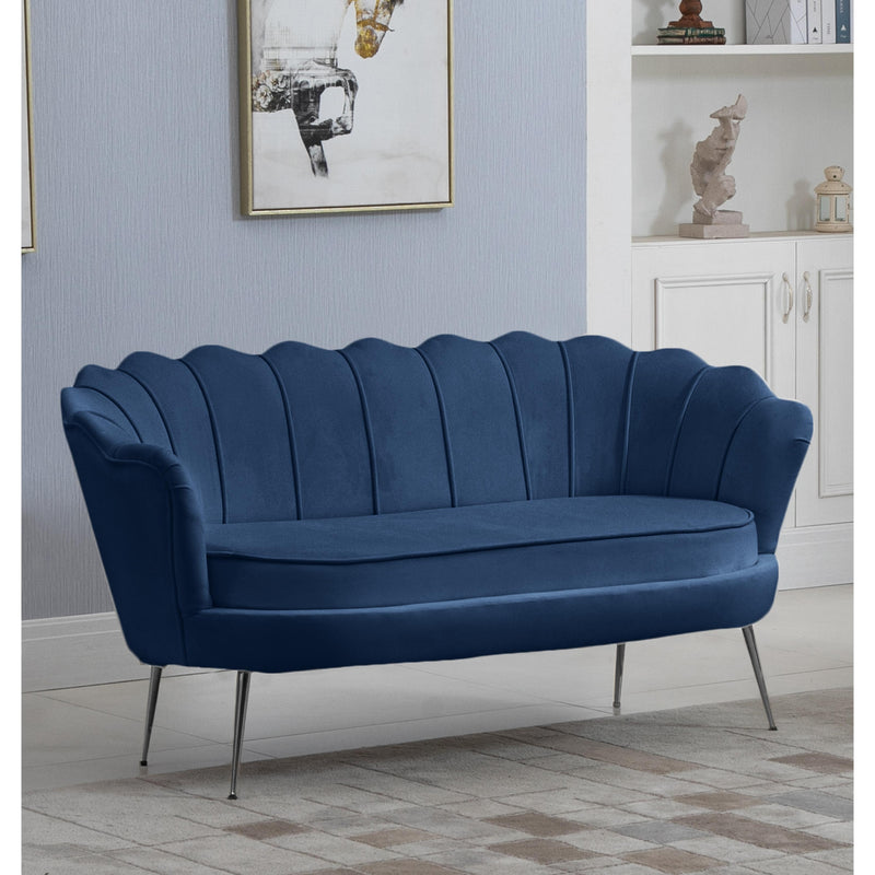 Meridian Gardenia Navy Velvet Loveseat IMAGE 4