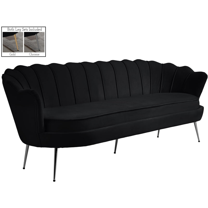 Meridian Gardenia Black Velvet Sofa IMAGE 2