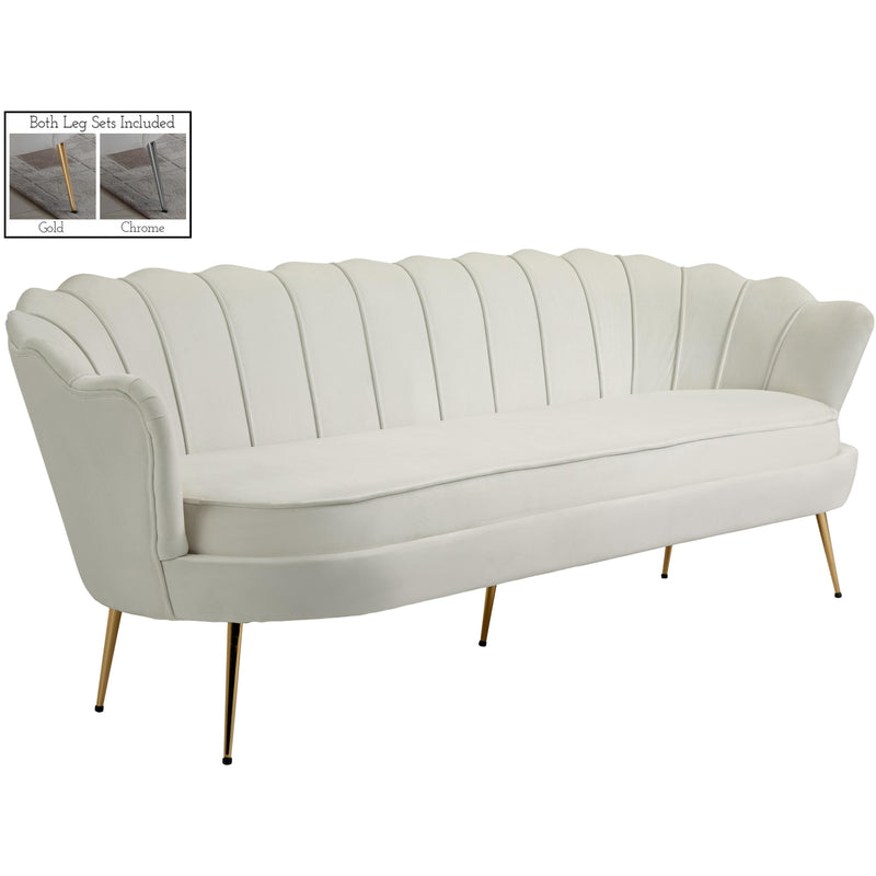 Meridian Gardenia Cream Velvet Sofa IMAGE 1