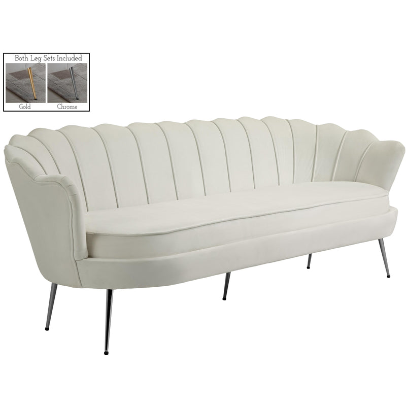 Meridian Gardenia Cream Velvet Sofa IMAGE 2