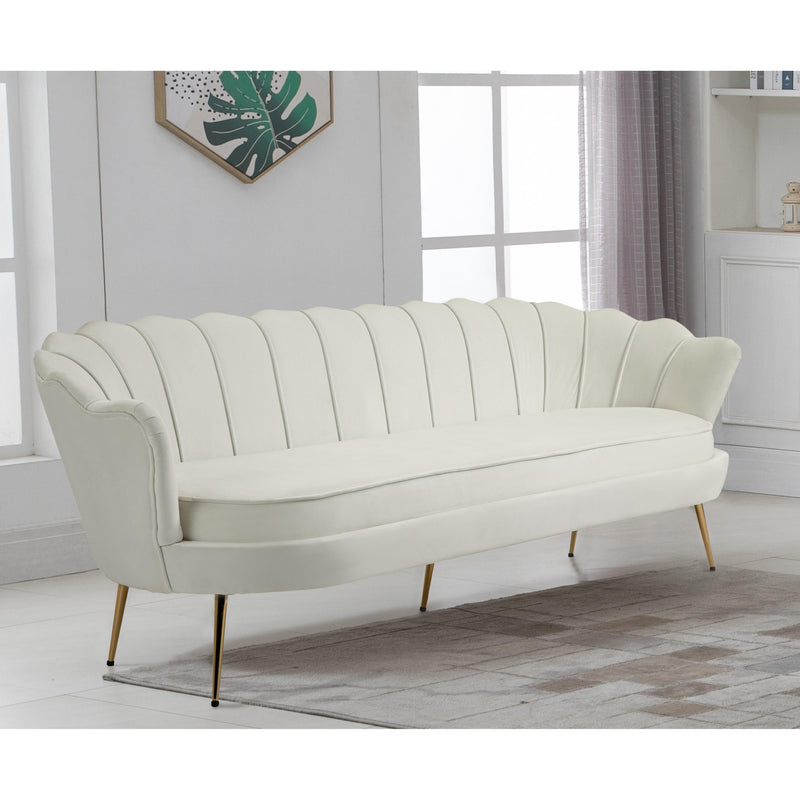 Meridian Gardenia Cream Velvet Sofa IMAGE 3