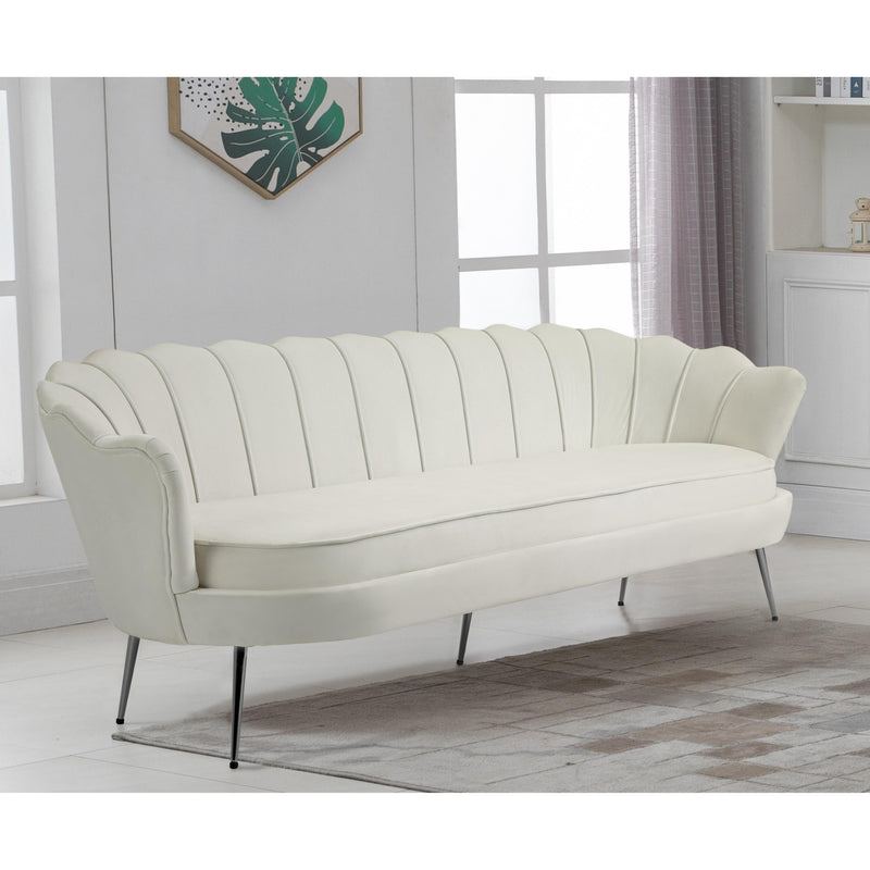 Meridian Gardenia Cream Velvet Sofa IMAGE 4