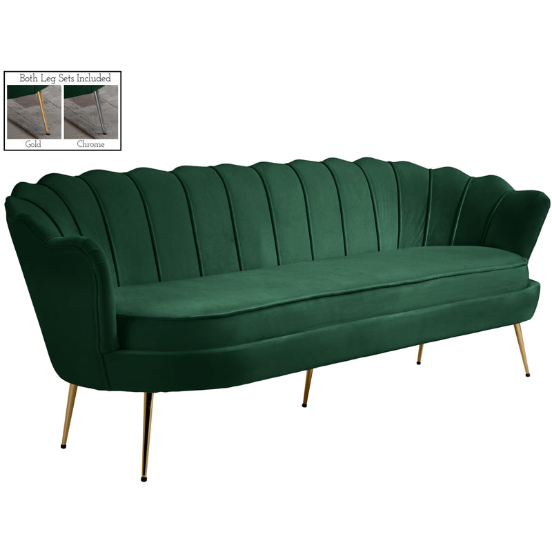 Meridian Gardenia Green Velvet Sofa IMAGE 1