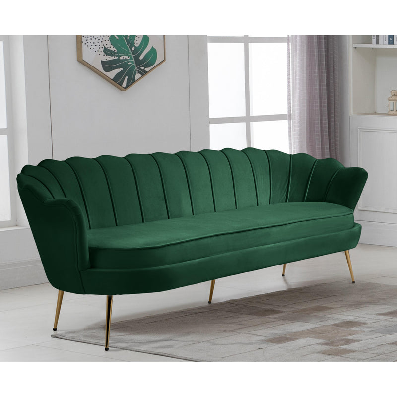 Meridian Gardenia Green Velvet Sofa IMAGE 3