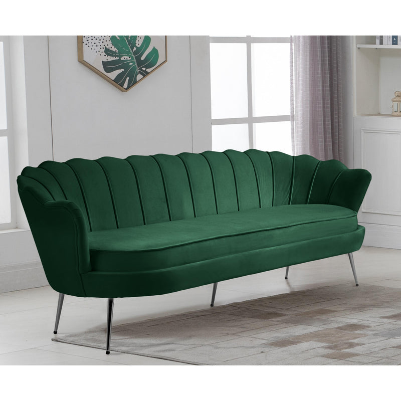 Meridian Gardenia Green Velvet Sofa IMAGE 4