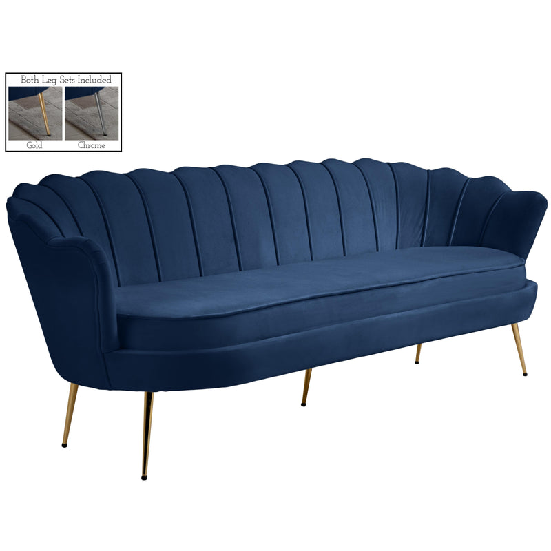 Meridian Gardenia Navy Velvet Sofa IMAGE 1