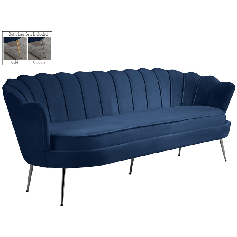 Meridian Gardenia Navy Velvet Sofa IMAGE 2