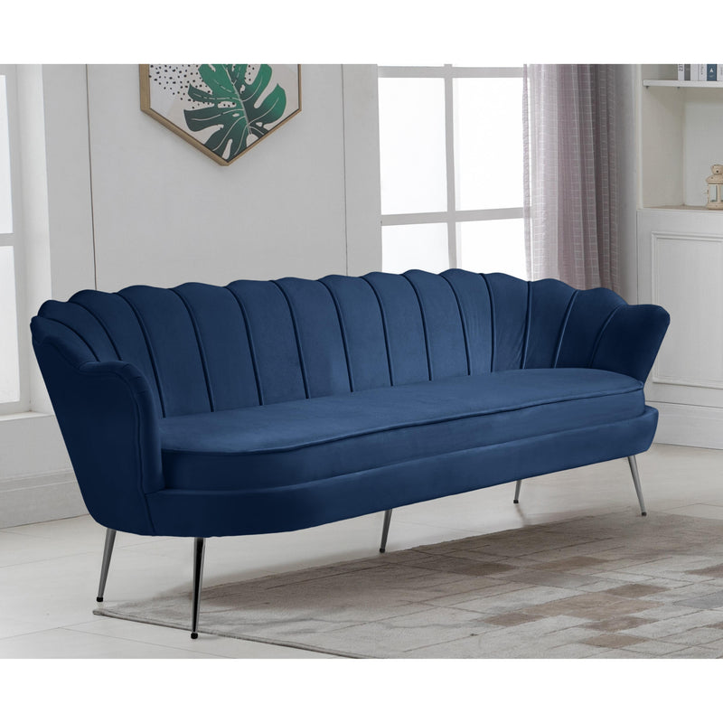 Meridian Gardenia Navy Velvet Sofa IMAGE 3