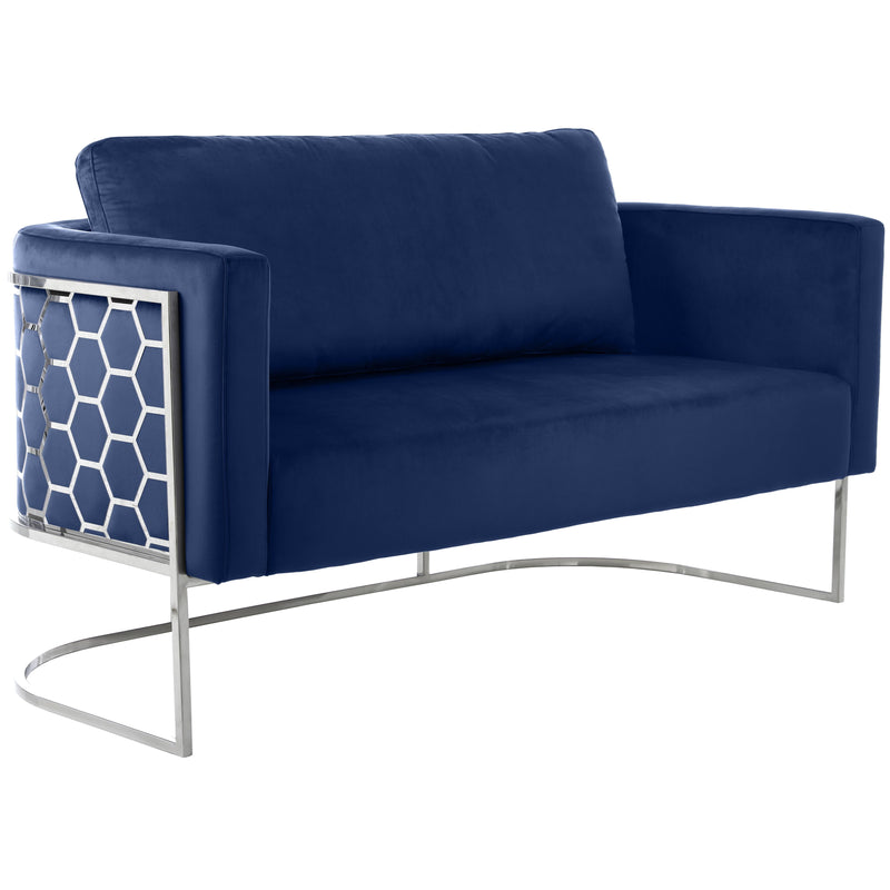 Meridian Casa Navy Velvet Loveseat IMAGE 1