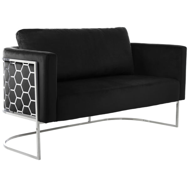 Meridian Casa Black Velvet Loveseat IMAGE 1