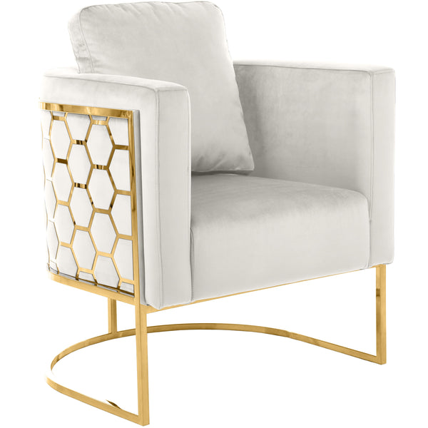 Meridian Casa Cream Velvet Chair IMAGE 1