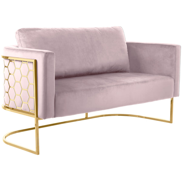 Meridian Casa Pink Velvet Loveseat IMAGE 1