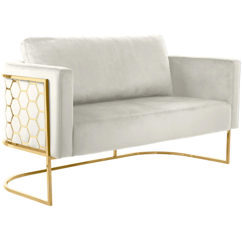 Meridian Casa Cream Velvet Loveseat IMAGE 1