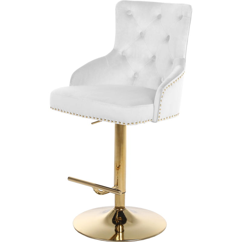 Meridian Claude White Velvet Adjustable Stool IMAGE 1