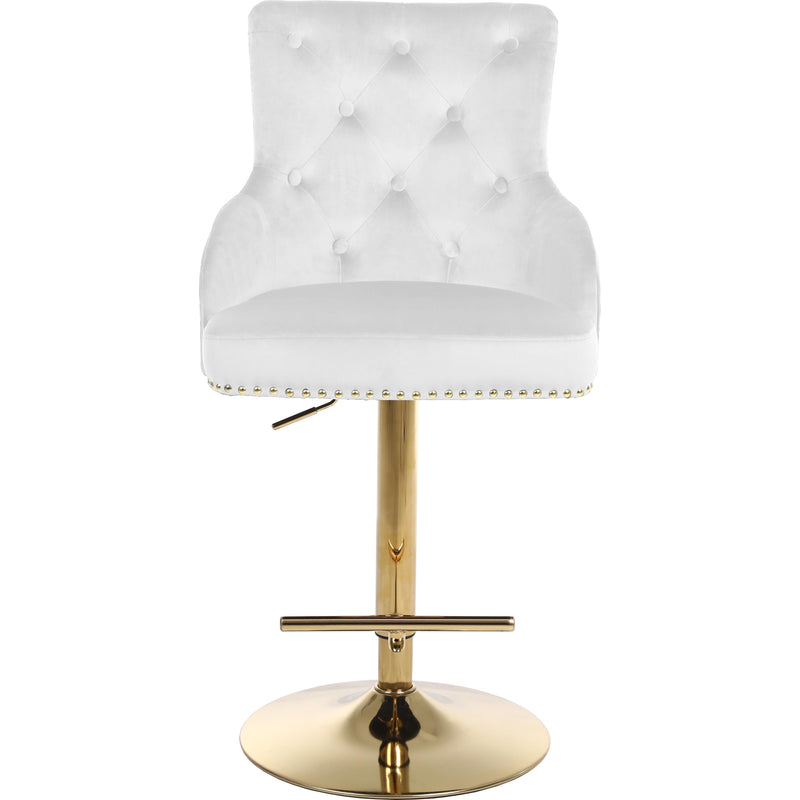 Meridian Claude White Velvet Adjustable Stool IMAGE 2