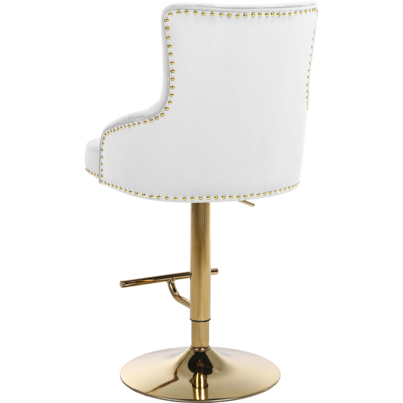 Meridian Claude White Velvet Adjustable Stool IMAGE 4