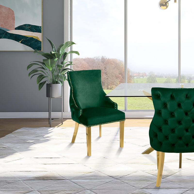 Meridian Tuft Green Velvet Dining Chair IMAGE 5