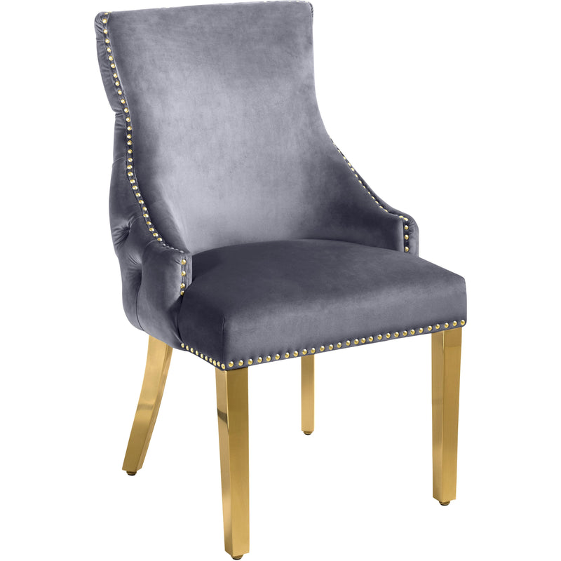 Meridian Tuft Grey Velvet Dining Chair IMAGE 1