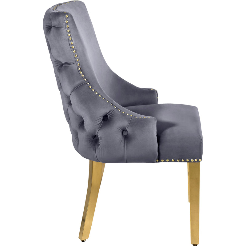 Meridian Tuft Grey Velvet Dining Chair IMAGE 2