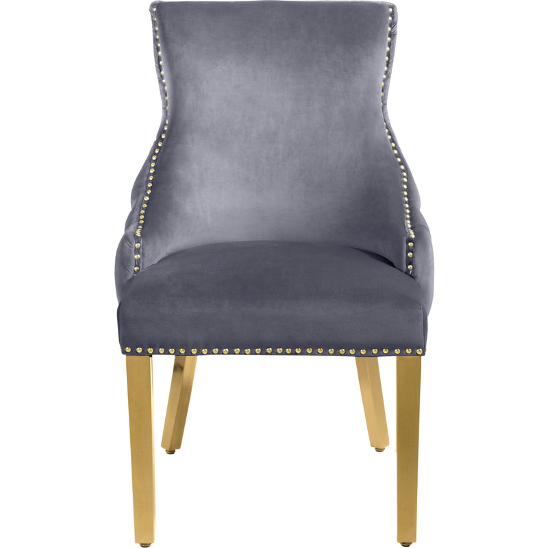 Meridian Tuft Grey Velvet Dining Chair IMAGE 3