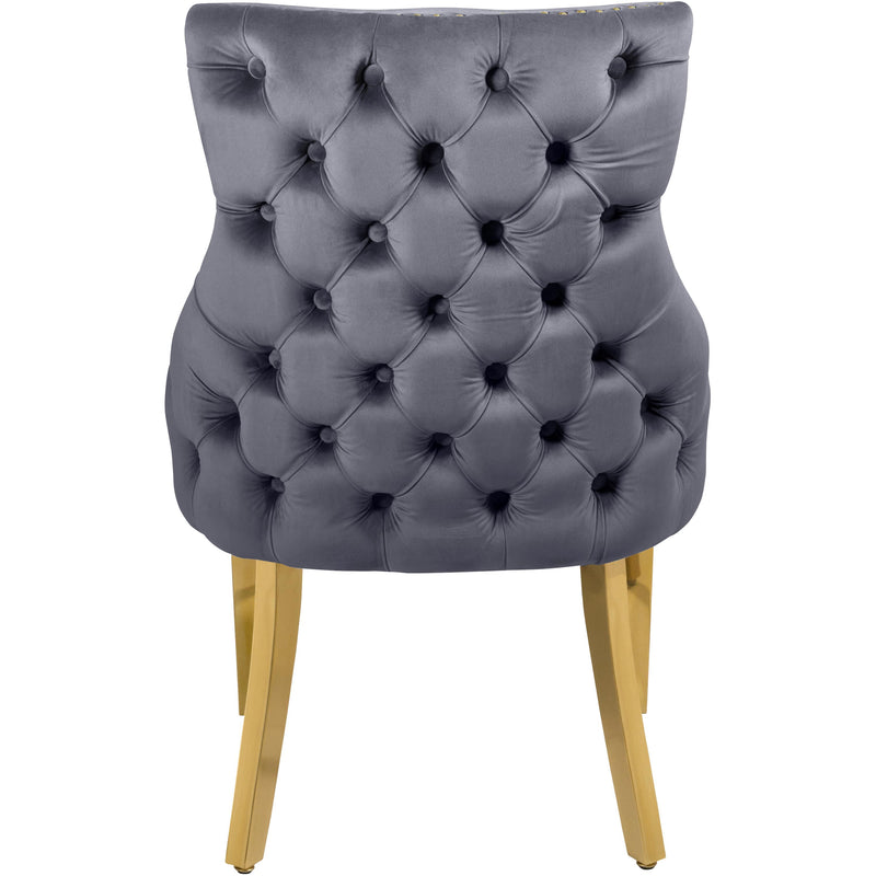 Meridian Tuft Grey Velvet Dining Chair IMAGE 4