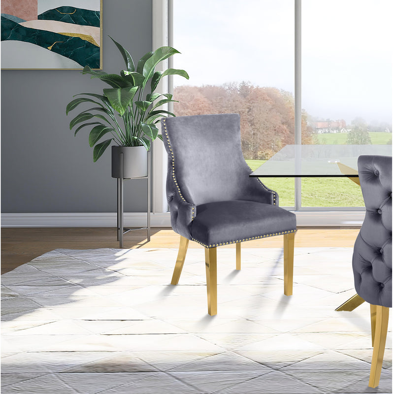 Meridian Tuft Grey Velvet Dining Chair IMAGE 5