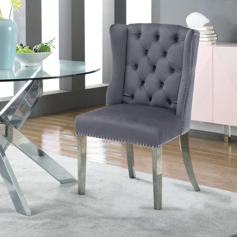 Meridian Suri Grey Velvet Dining Chair IMAGE 4