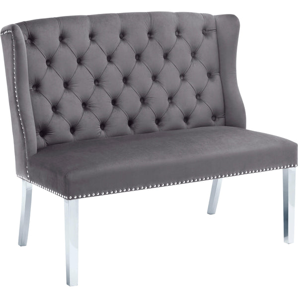 Meridian Suri Grey Velvet Settee Bench IMAGE 1