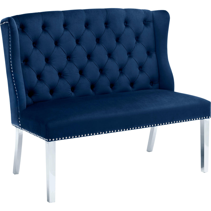 Meridian Suri Navy Velvet Settee Bench IMAGE 1