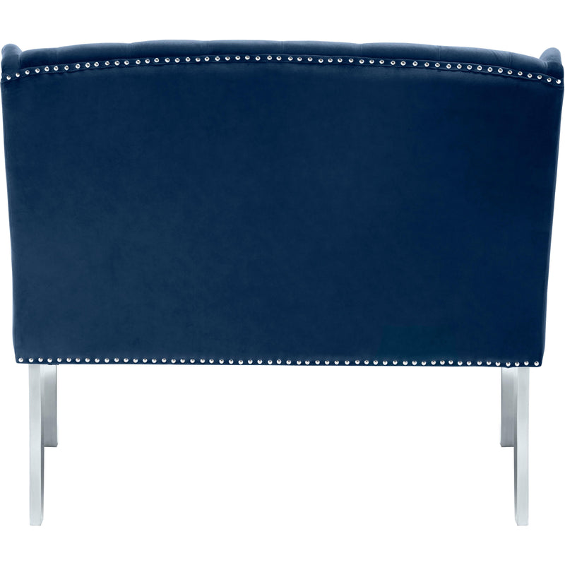 Meridian Suri Navy Velvet Settee Bench IMAGE 4